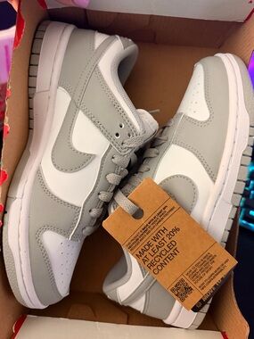 Nike Dunk Low Sneakers in Light Gray and White 7W/5.5Y